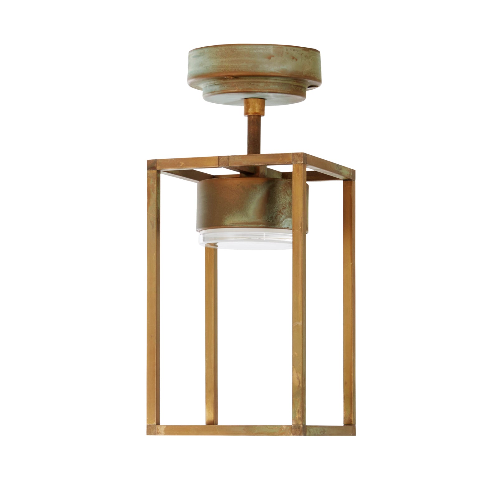 LED utetaklampe Cubic messing antikk opalglass Moretti Luce bakside