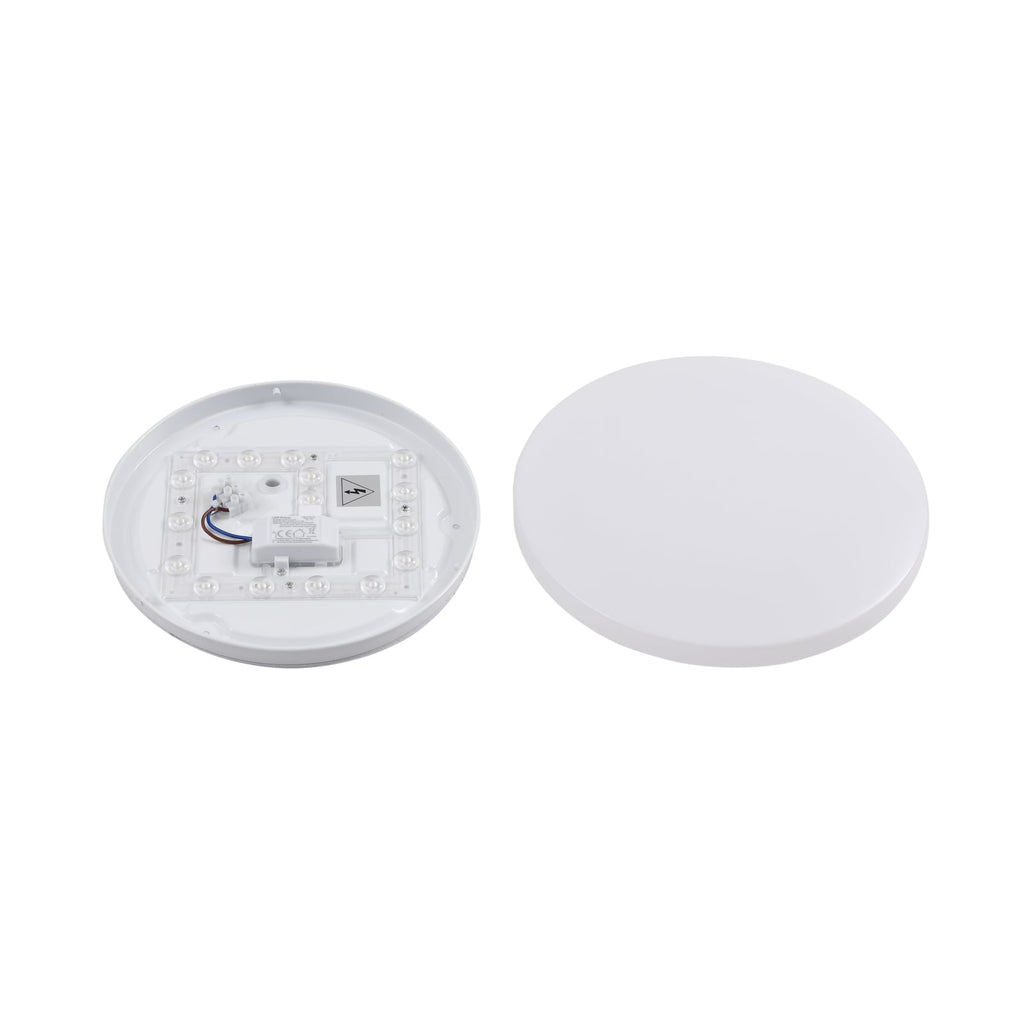 LED utetaklampe Doki rund hvit plast under