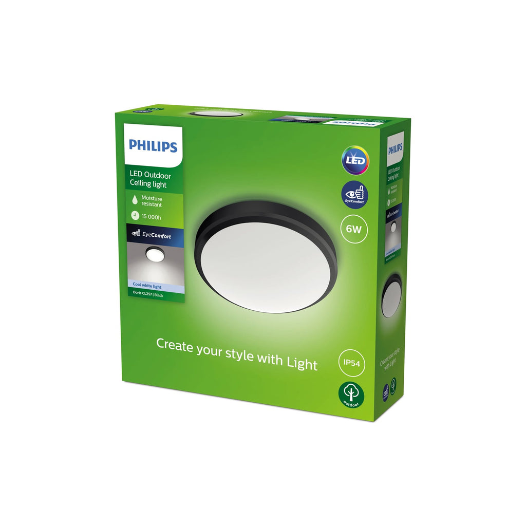 LED utetaklampe Doris svart Ø22 cm 4000K IP54 nærbilde