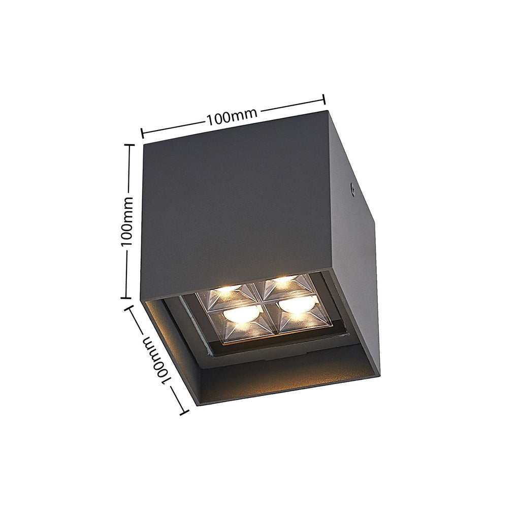 LED utetaklampe Eveta kvadratisk antrasitt 10 cm IP65 - Lindby