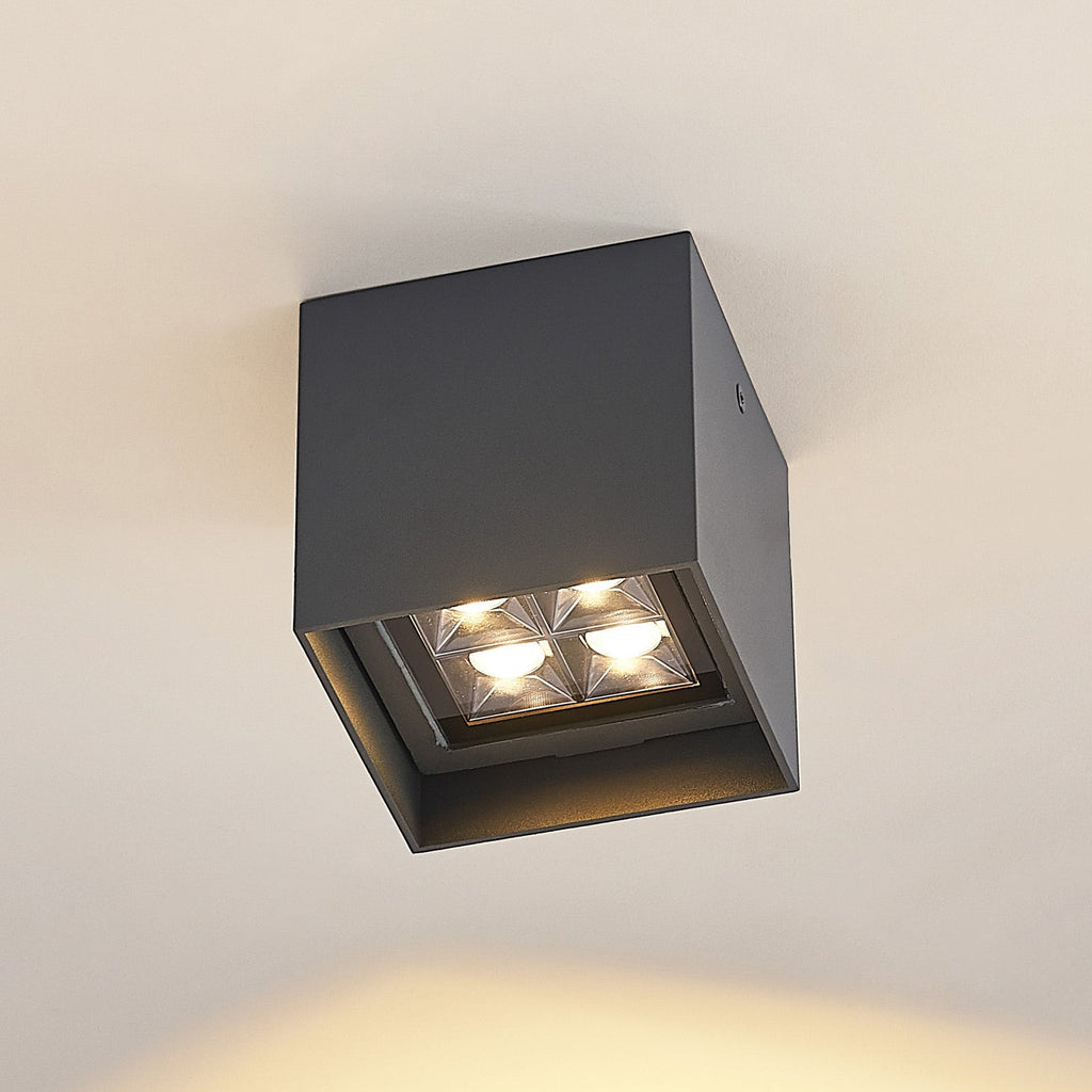 LED utetaklampe Eveta kvadratisk antrasitt 10 cm IP65 - Lindby