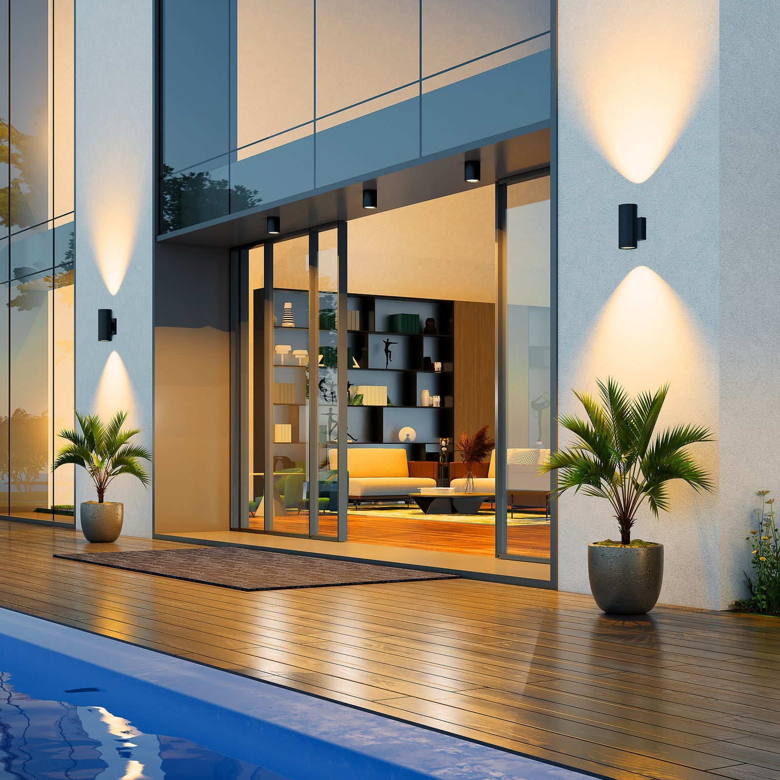 LED utetaklampe Foris Round antrasitt bakside