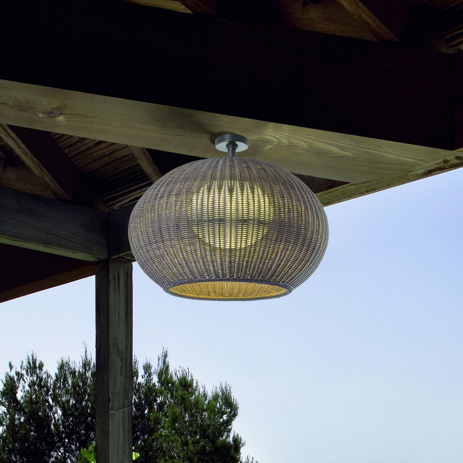 LED utetaklampe Garota dimbar hvit/elfenben Ø27 cm IP66 forfra