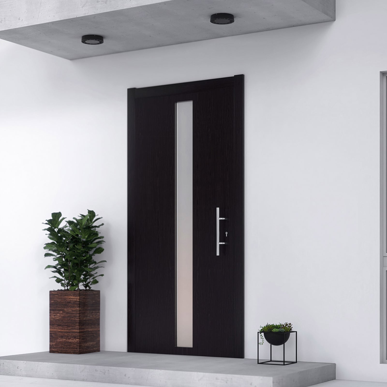 LED utetaklampe Kelissa rund svart detalj