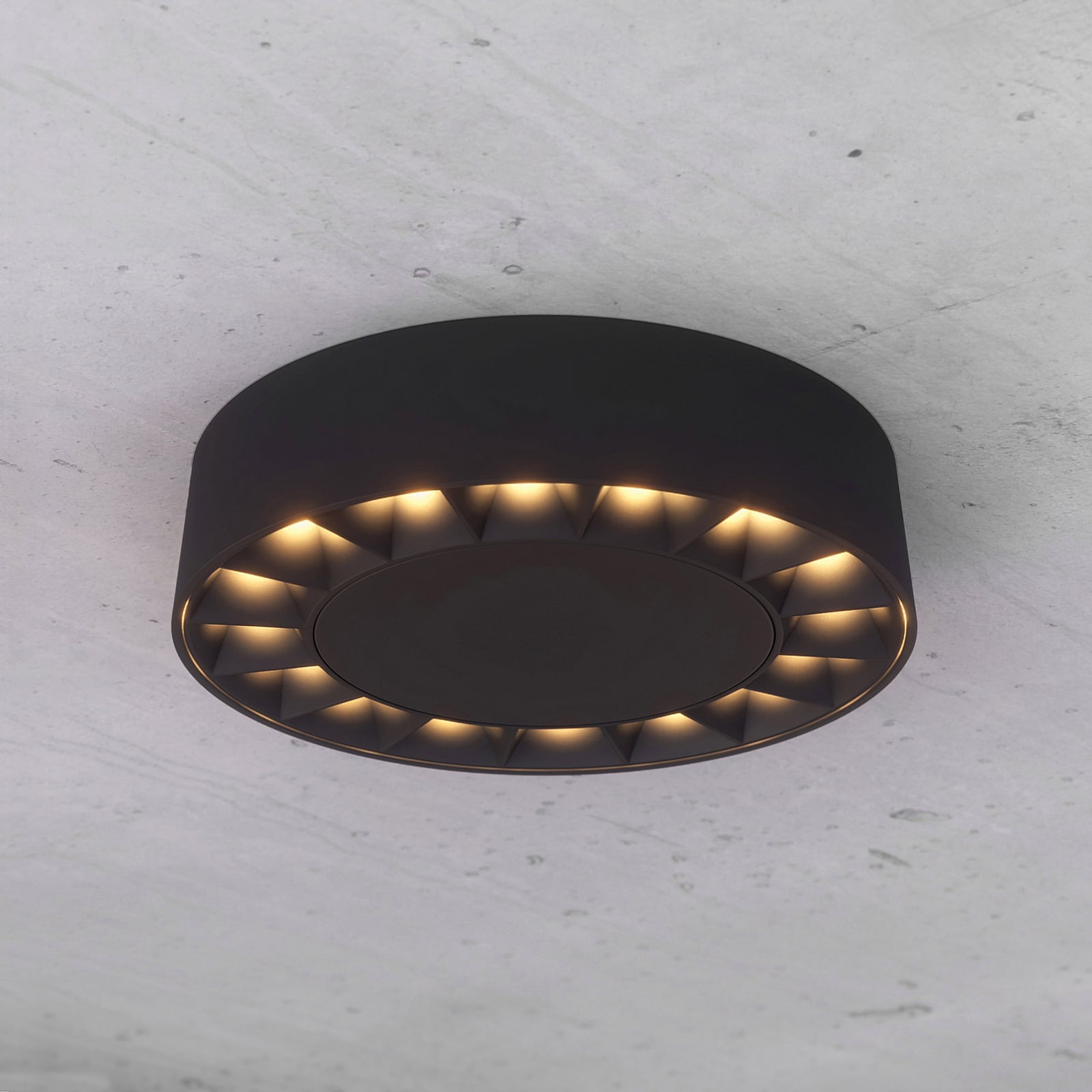 LED utetaklampe Kelissa rund svart forside