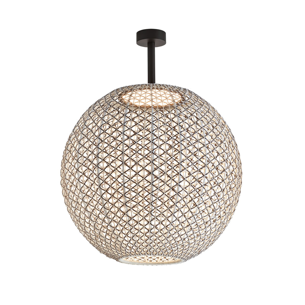 LED utetaklampe Nans Sphere flettet Ø60 cm forfra