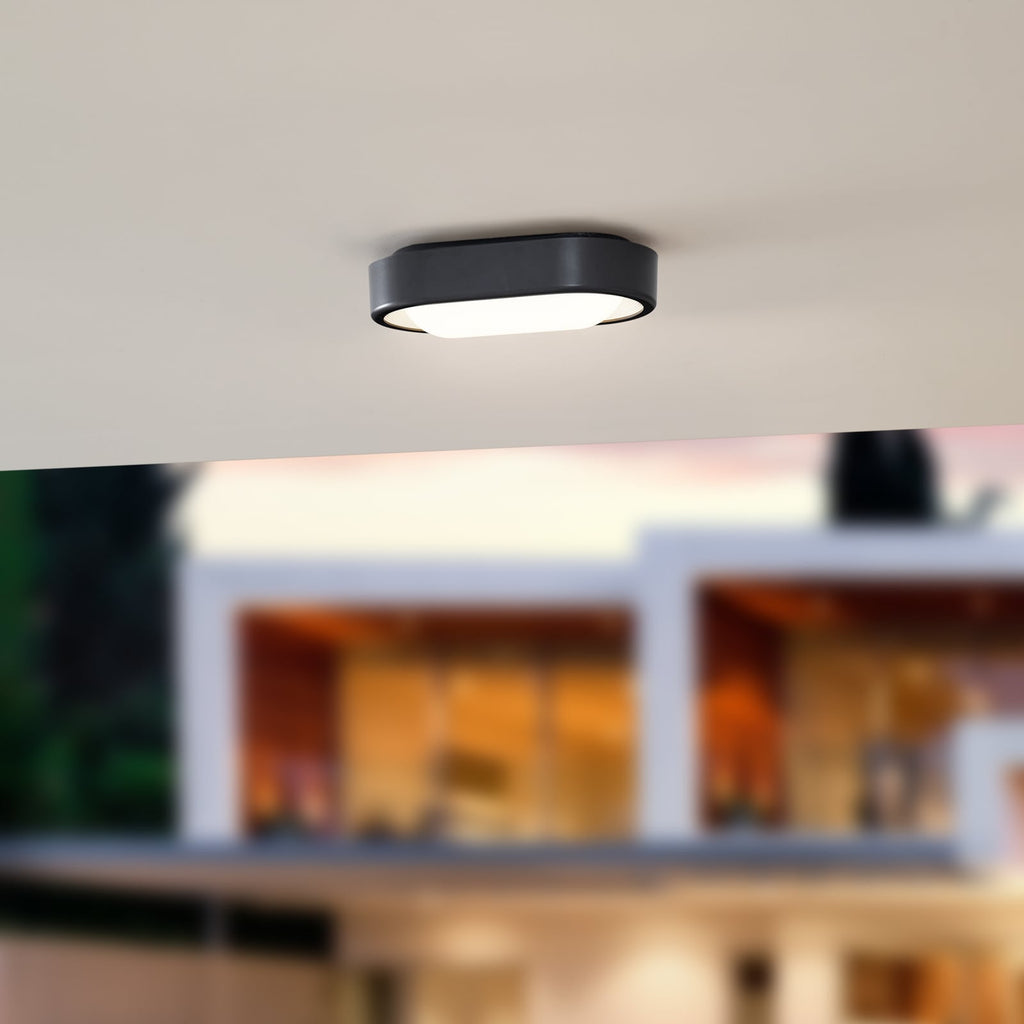 LED utetaklampe Niniel oval svart forfra