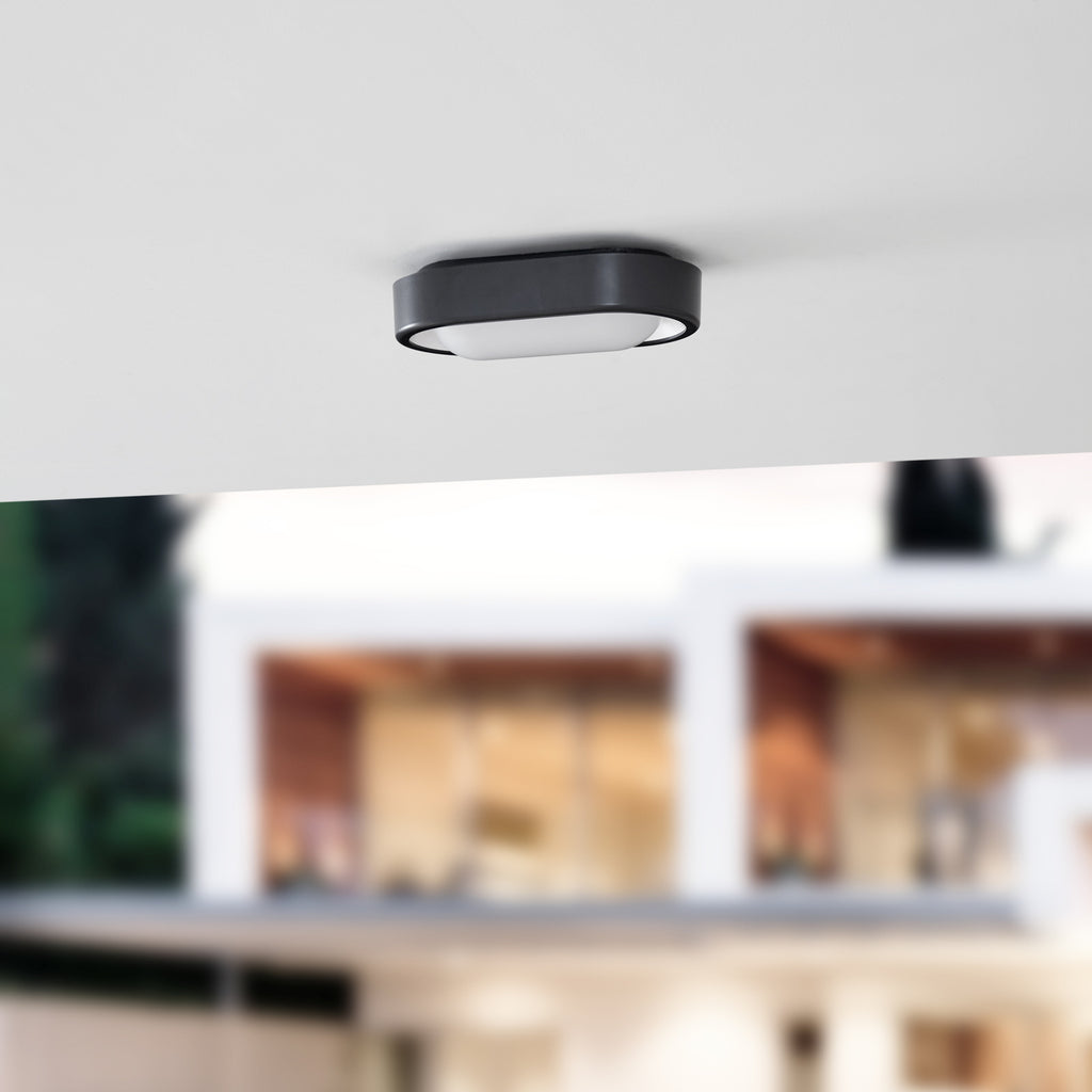 LED utetaklampe Niniel oval svart bakside