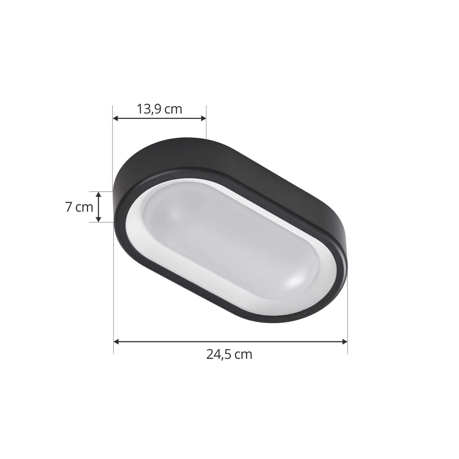 LED utetaklampe Niniel oval svart montert ute