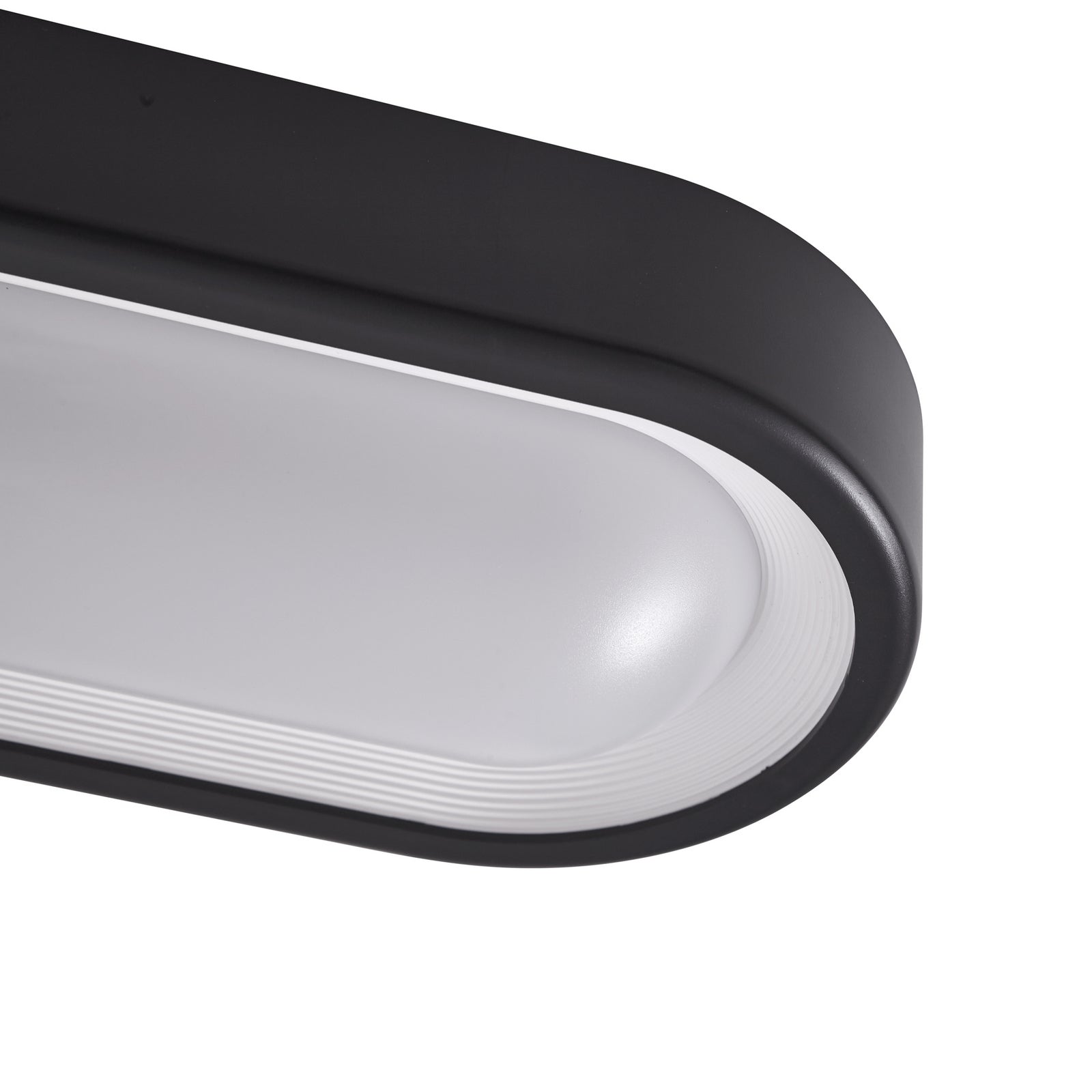 Nærbilde av LED utetaklampe Niniel oval svart