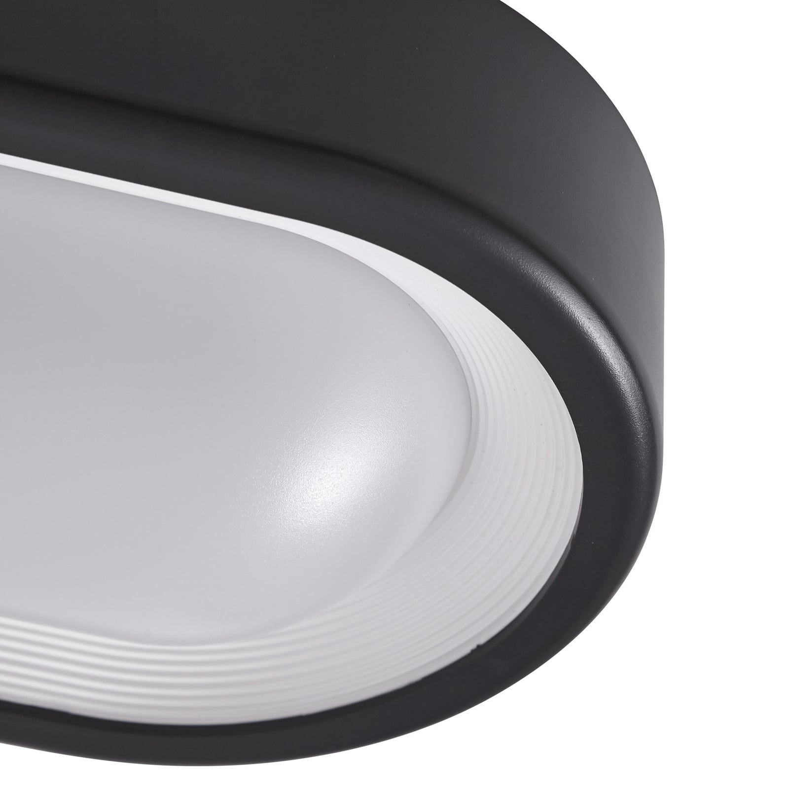 LED utetaklampe Niniel oval svart med varmt hvitt lys
