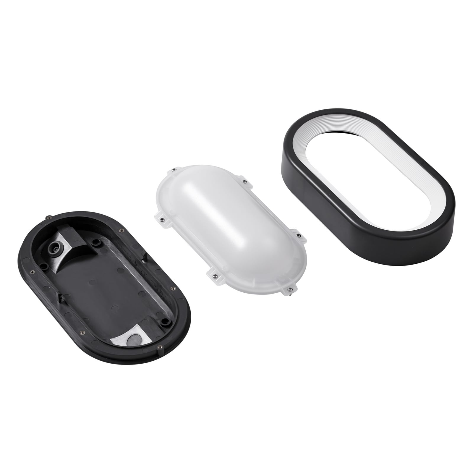 LED utetaklampe Niniel oval svart med IP65 beskyttelse