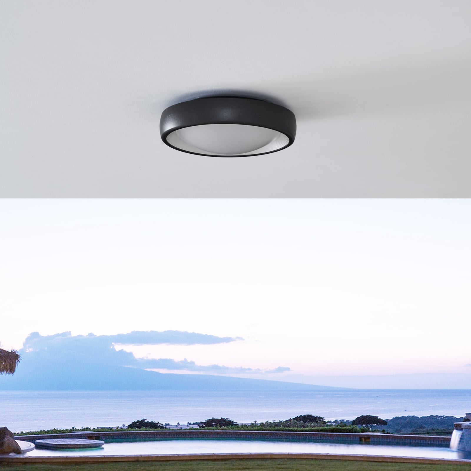 LED utetaklampe Niniel svart bakside
