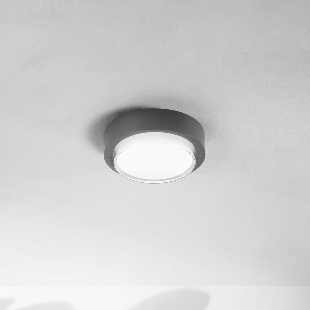 LED utetaklampe Owen mørkegrå aluminium Ø23 cm montert