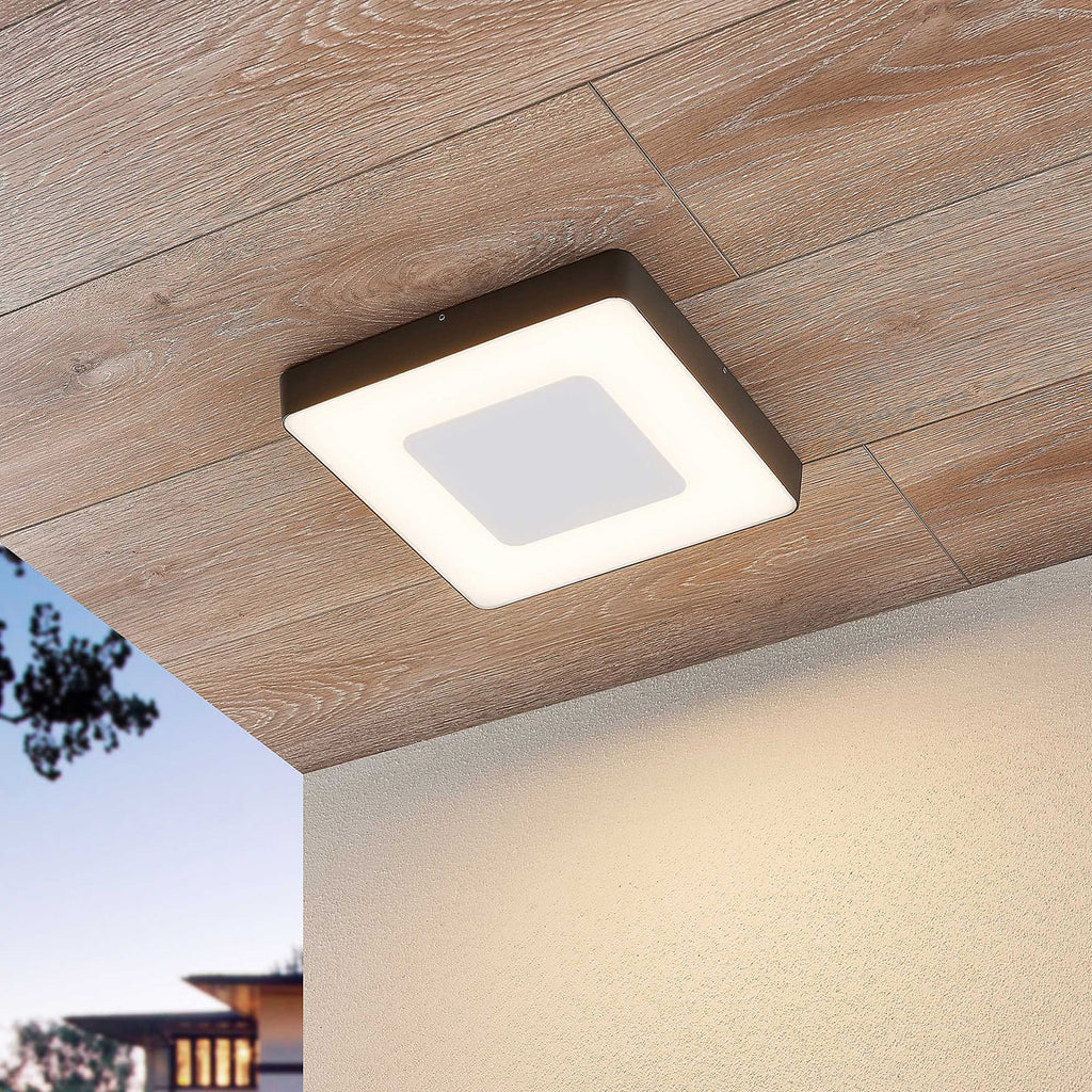 LED utetaklampe Sora kantet med bevegelsessensor IP54 bakside