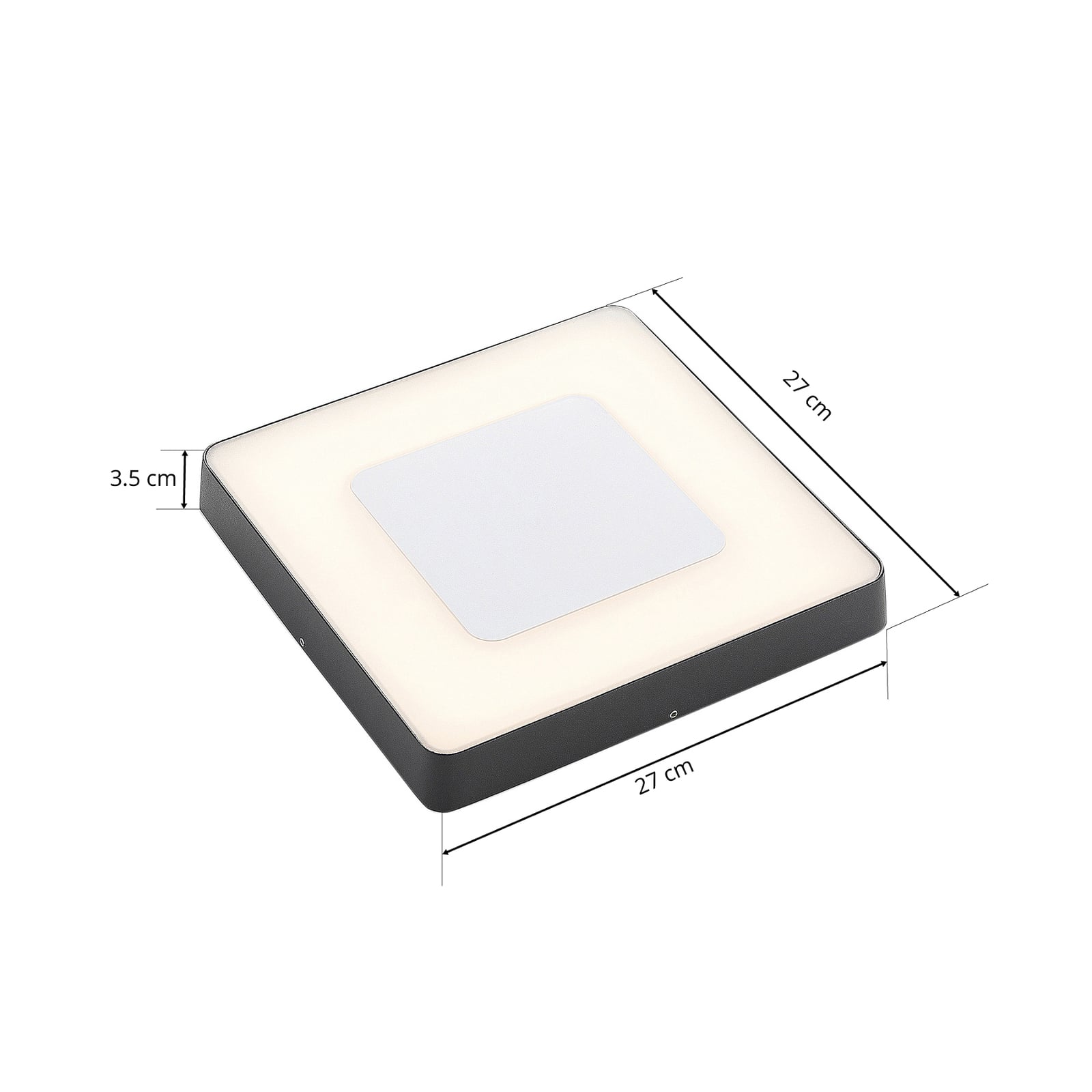 LED utetaklampe Sora kantet med bevegelsessensor IP54 sideprofil