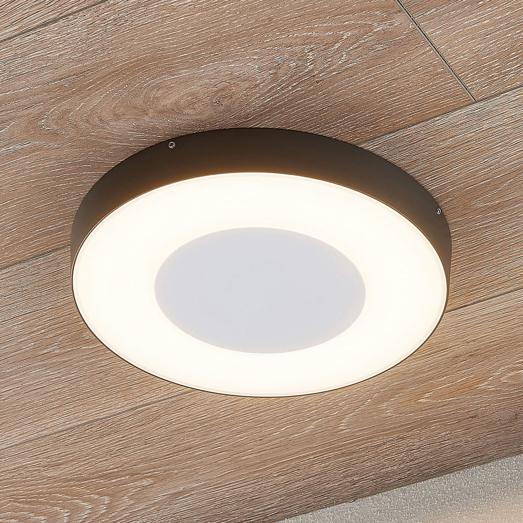 LED utetaklampe Sora rund med bevegelsessensor front