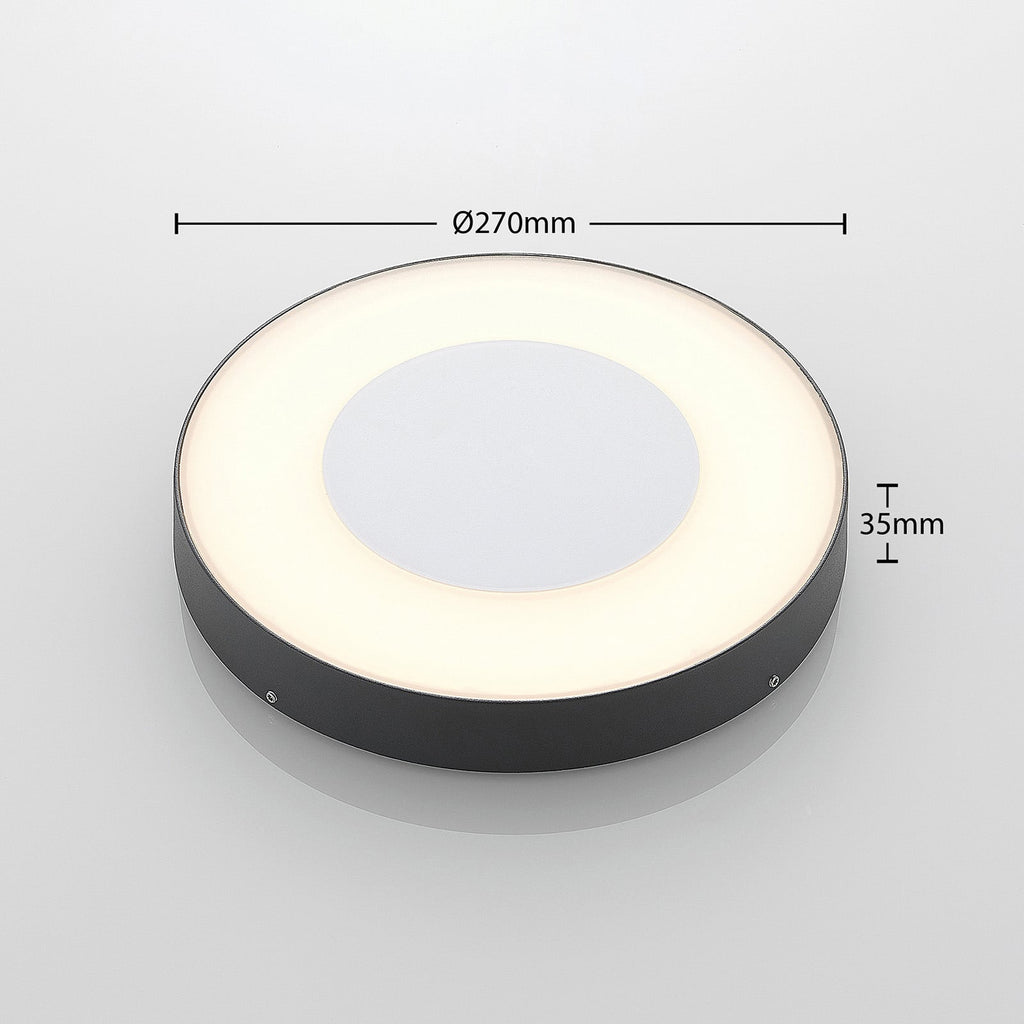 LED utetaklampe Sora rund med bevegelsessensor montert