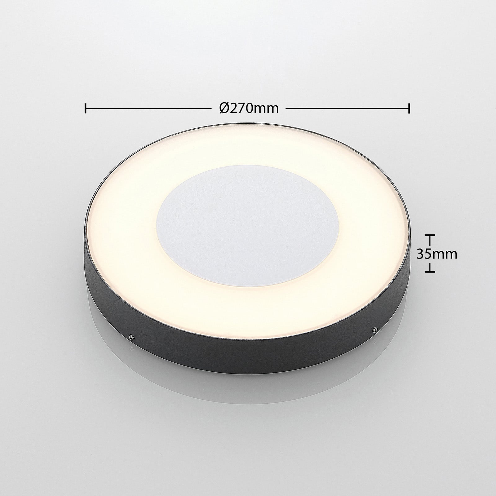 LED utetaklampe Sora rund med bevegelsessensor montert