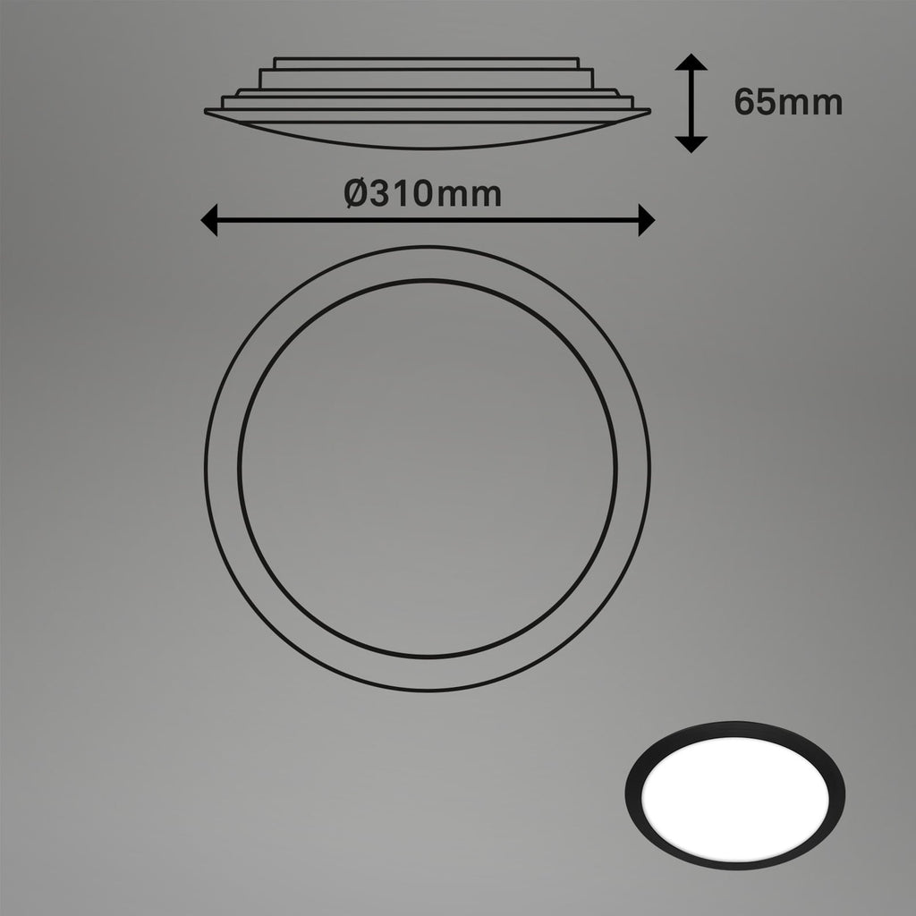 LED utetaklampe svart Ø31 cm IP44 12W 4000K Briloner detalj