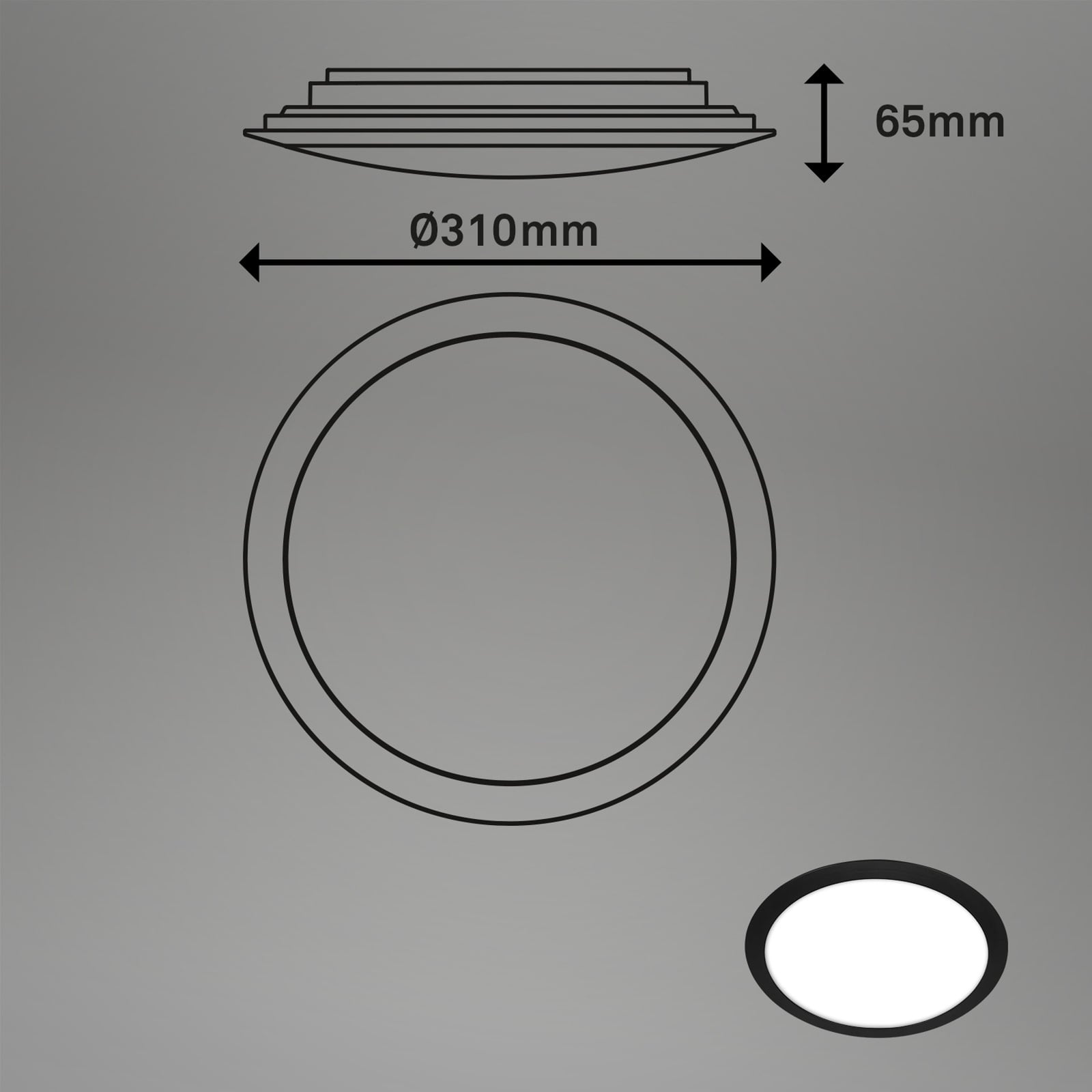 LED utetaklampe svart Ø31 cm IP44 12W 4000K Briloner detalj