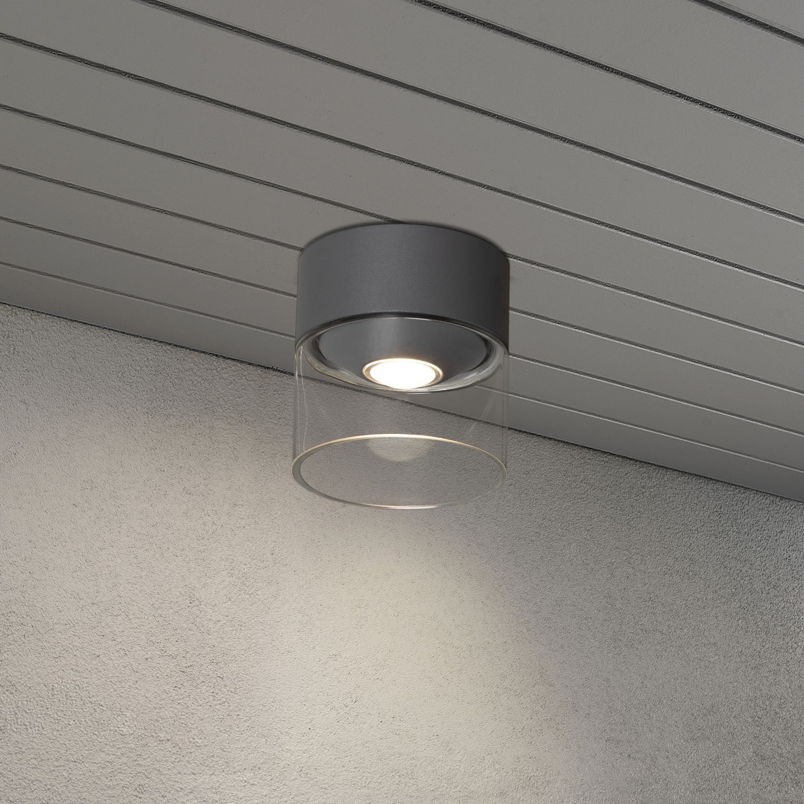LED utetaklampe Varese glassylinder grå Ø11 cm IP54 for utendørsbruk