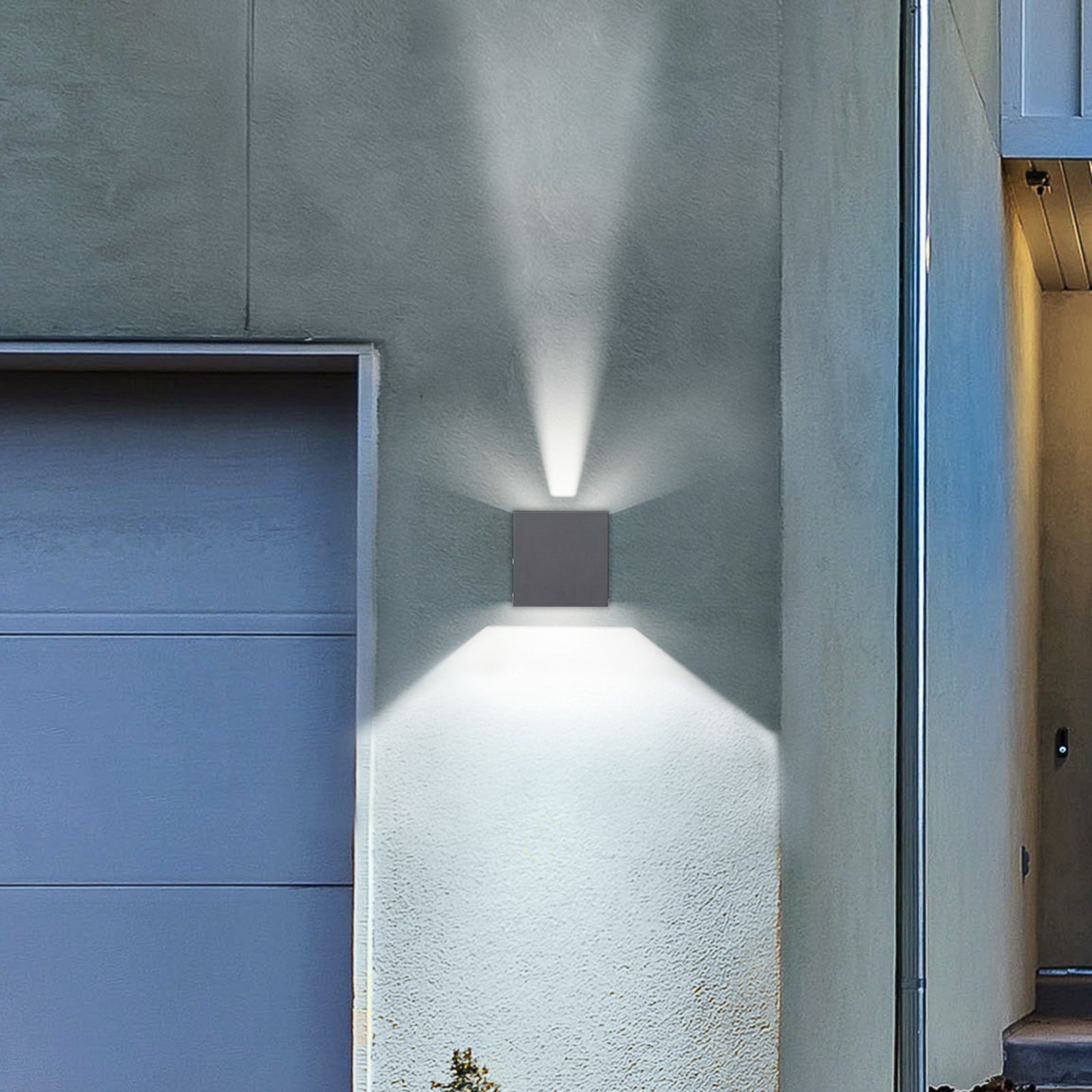 LED utevegglampe 9032 opp og ned antrasitt aluminium IP54 detalj