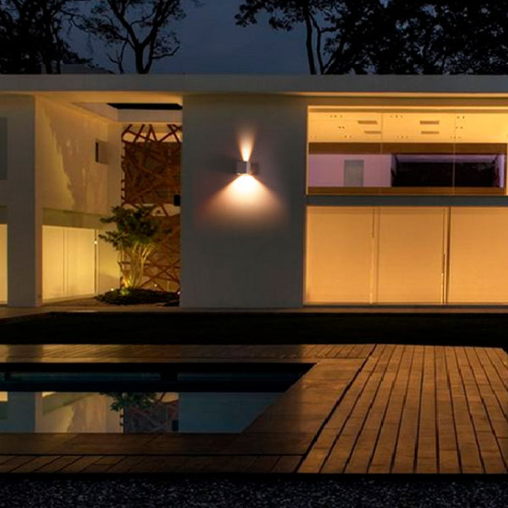 LED utevegglampe Aaron antrasitt opp og ned IP54 14W monteringsdetaljer