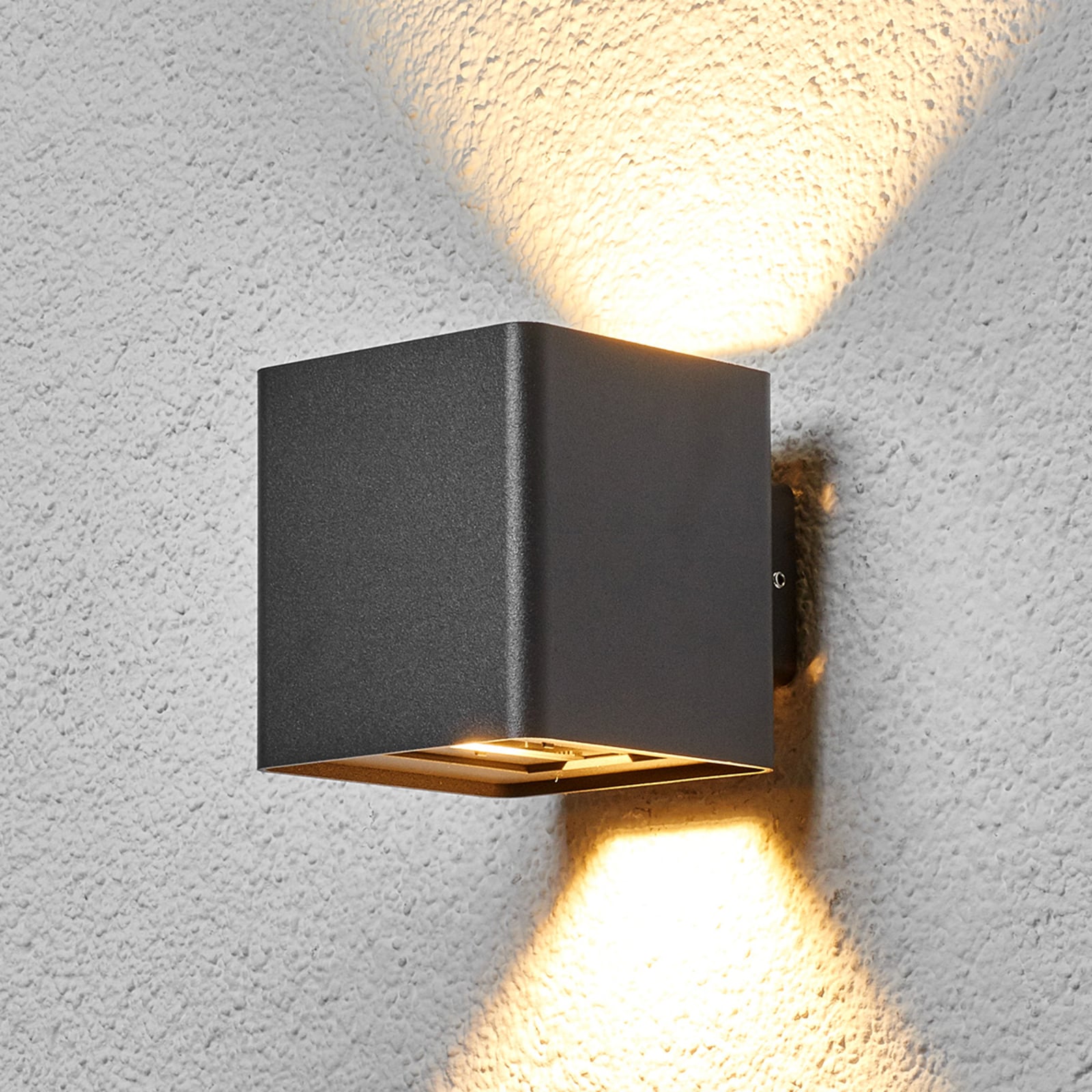 LED utevegglampe Aaron antrasitt opp og ned IP54 14W nærbilde av lyskilde