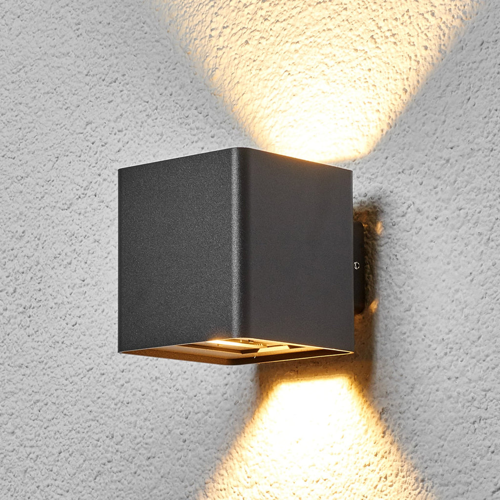 LED utevegglampe Aaron antrasitt opp og ned IP54 14W nærbilde av lyskilde