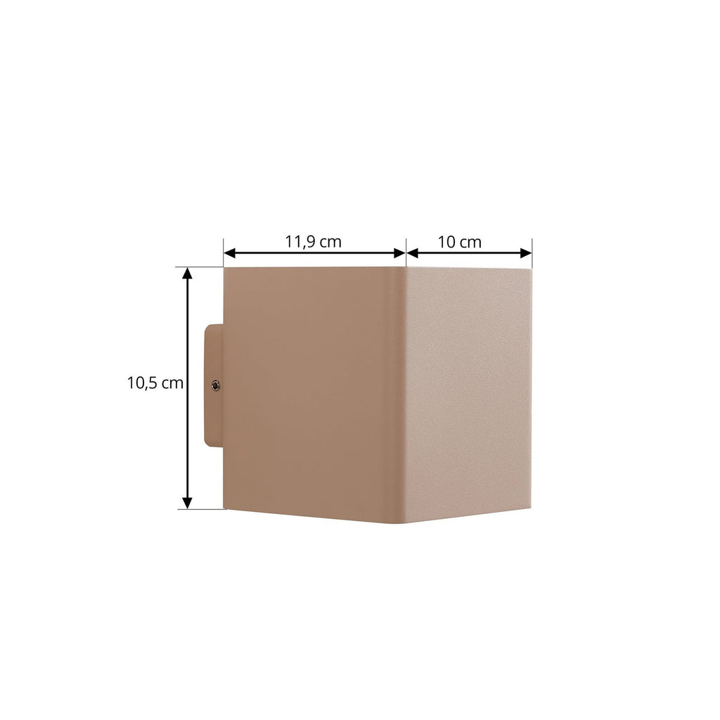 LED utevegglampe Aaron opp og ned beige IP54 10,7W nærbilde av LED-lys