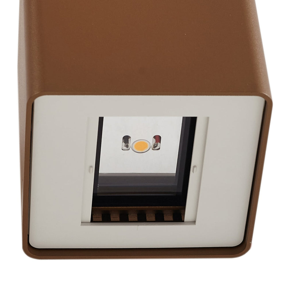 LED utevegglampe Aaron opp og ned brun IP54 10,7W lysbilde nedover