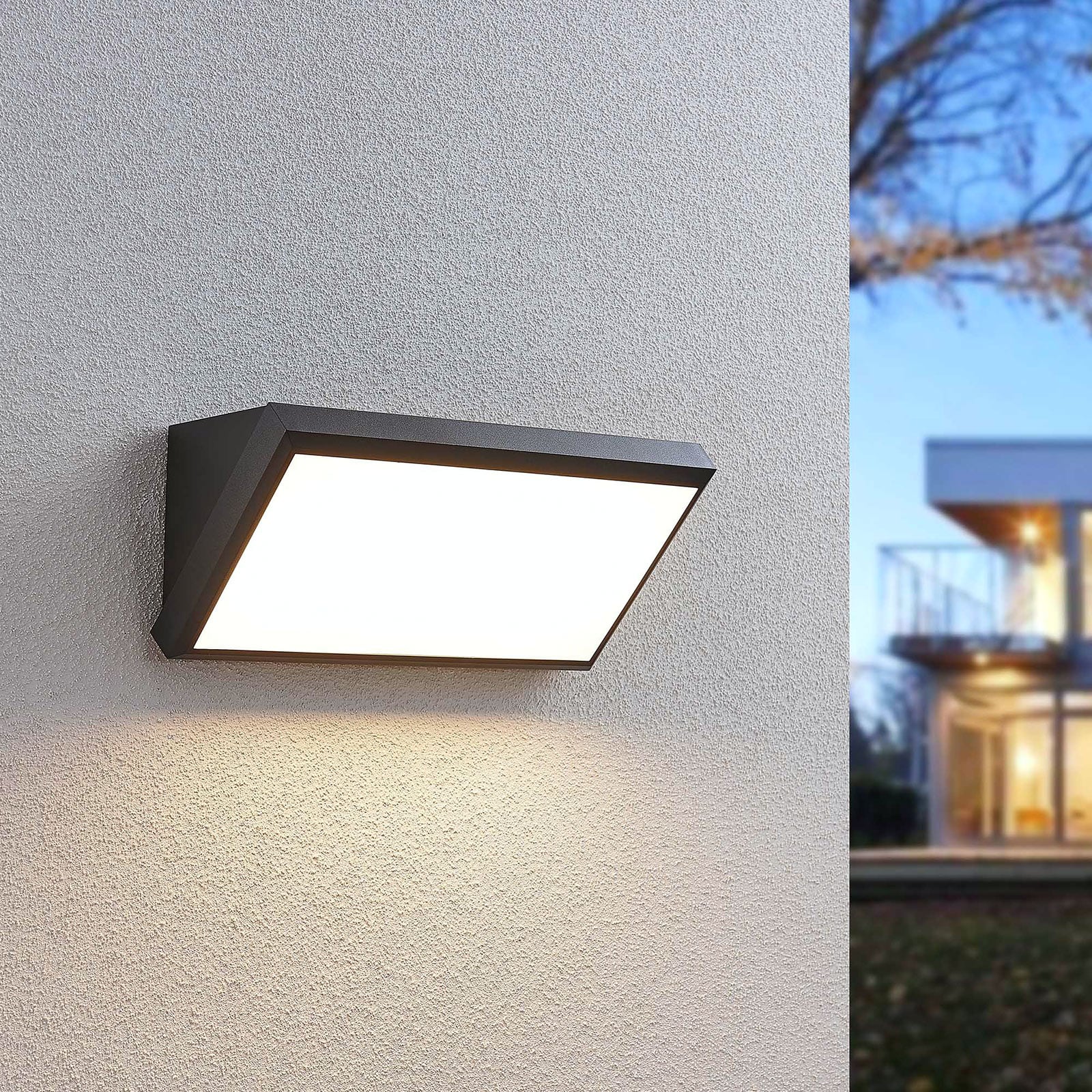 LED utevegglampe Abby med bevegelsessensor mørkegrå IP65 18W bakside