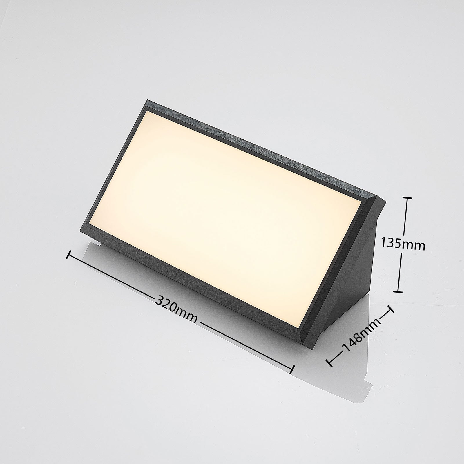 LED utevegglampe Abby med bevegelsessensor mørkegrå IP65 18W lysdetalj