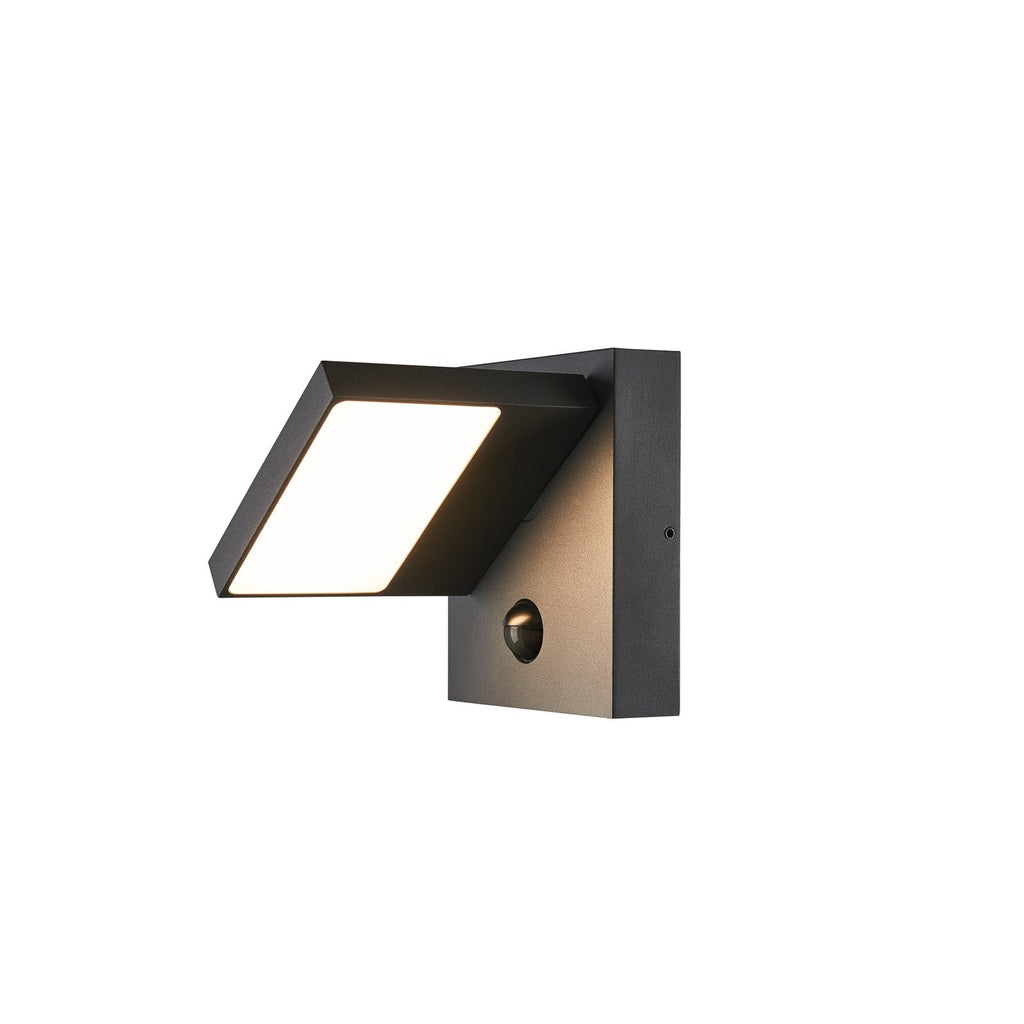 LED utevegglampe Abridor med bevegelsessensor antrasitt IP55 forfra