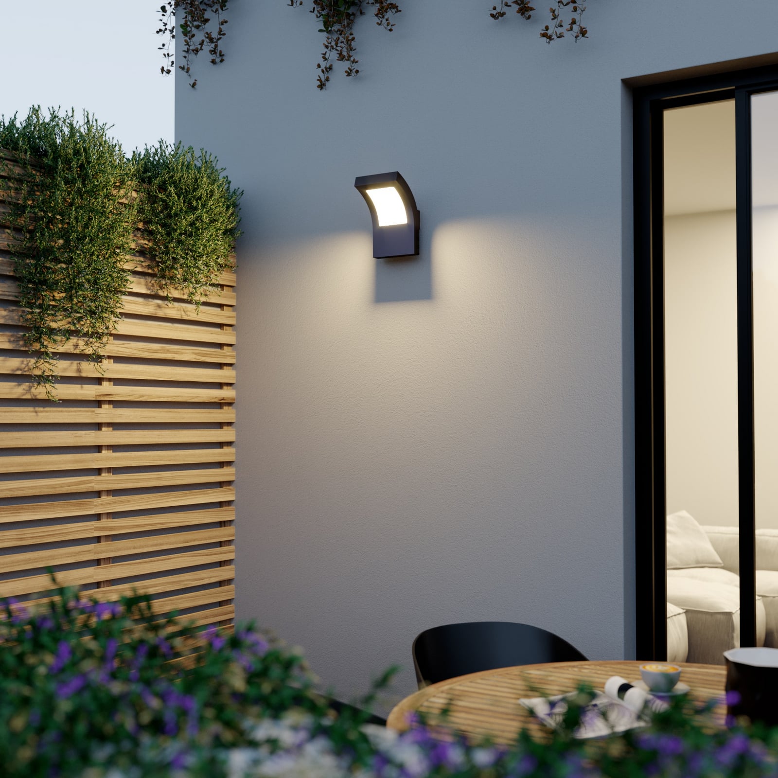 LED utevegglampe Advik antrasitt aluminium IP65 10,8W bakside