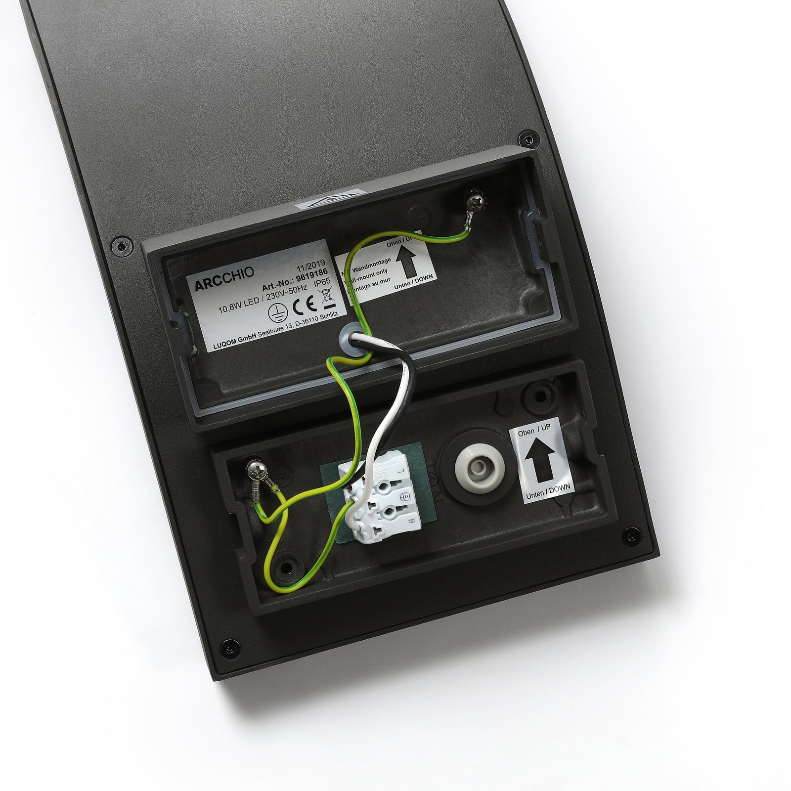 LED utevegglampe Advik antrasitt aluminium IP65 10,8W installasjonsdetalj