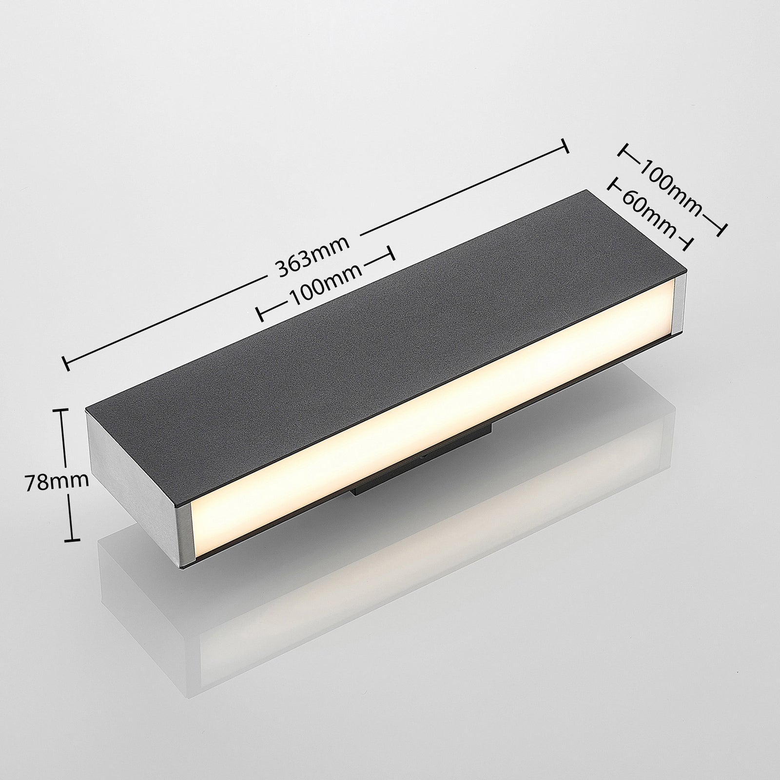Montert LED utevegglampe Aegisa antrasitt 37 cm IP54 på vegg