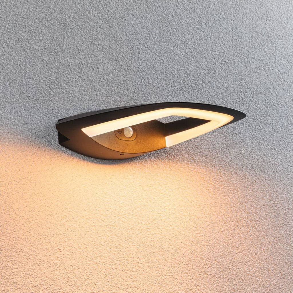 LED utevegglampe Akena med bevegelsessensor antrasitt forfra