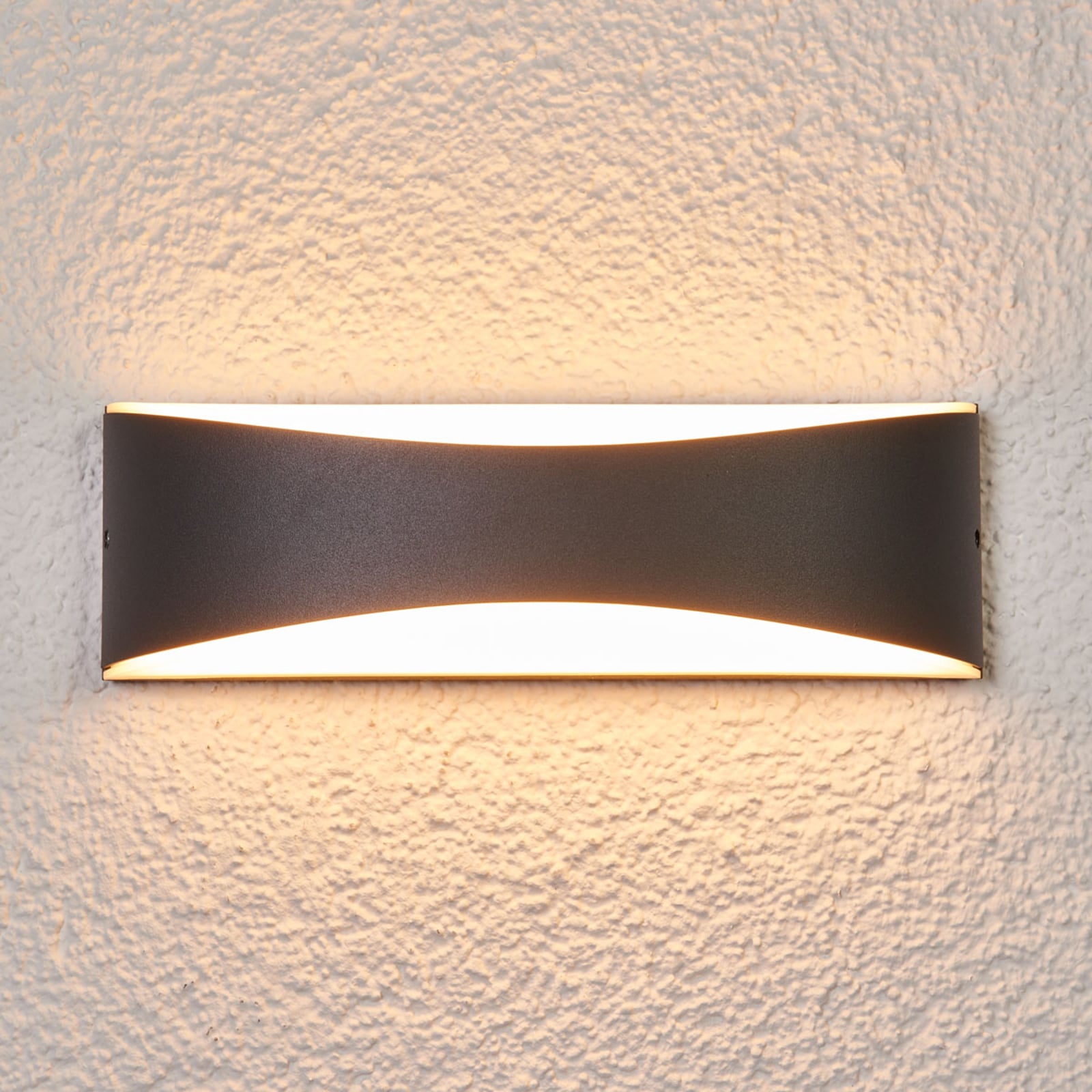 LED utevegglampe Akira antrasitt opp og ned detalj