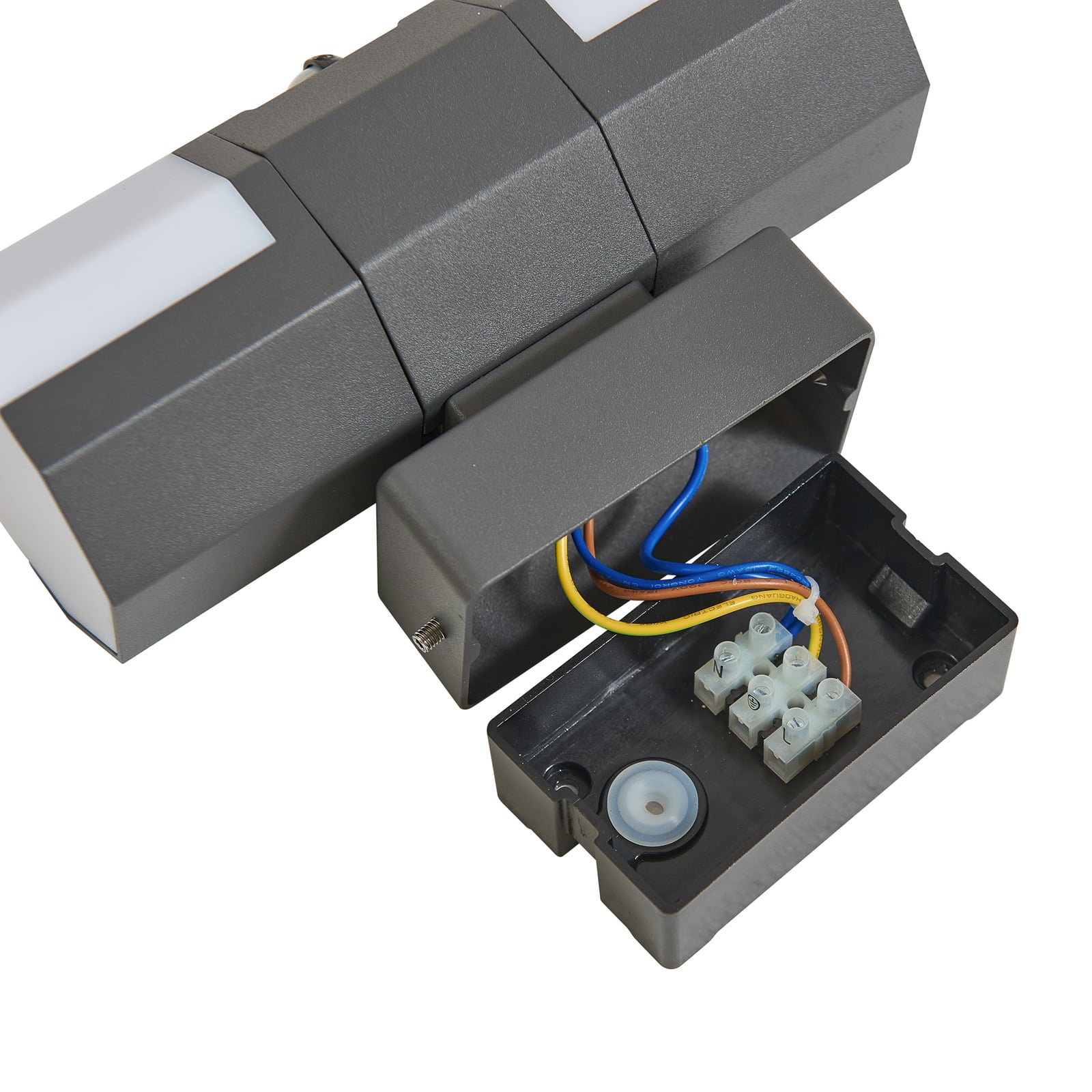LED utevegglampe Alaric opp/ned med bevegelsessensor IP54 detalj material