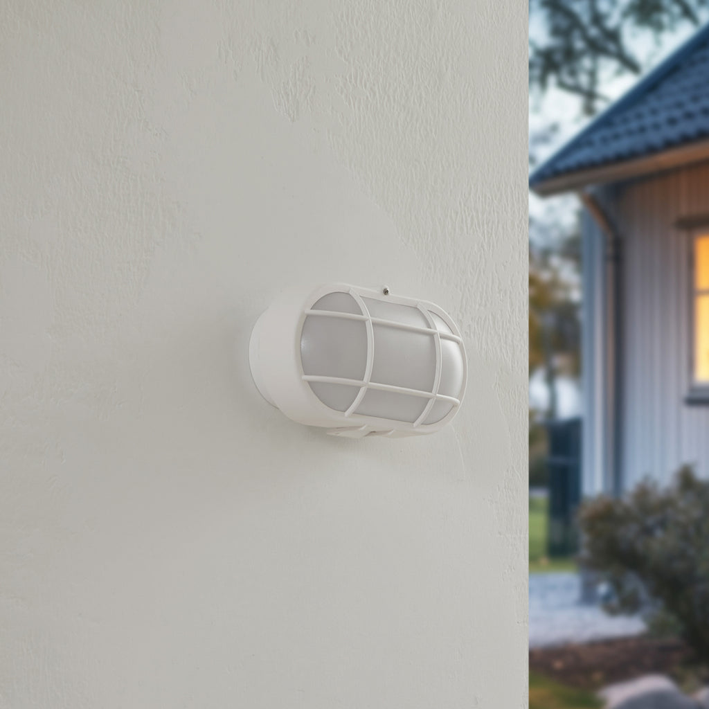 Detalj av LED utevegglampe Alisha hvit plast