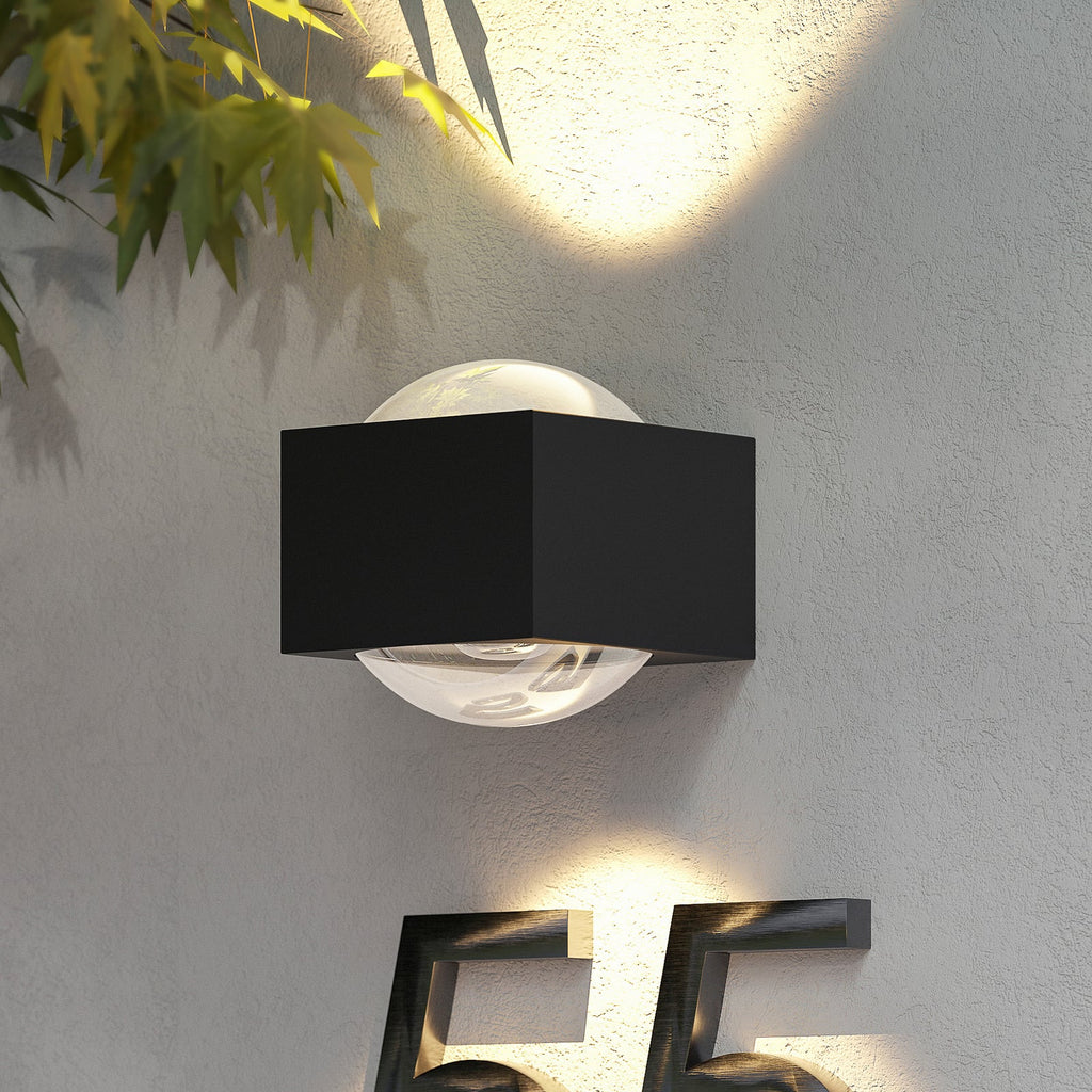 LED utevegglampe Almos opp/ned glass 2-lys IP65 forfra