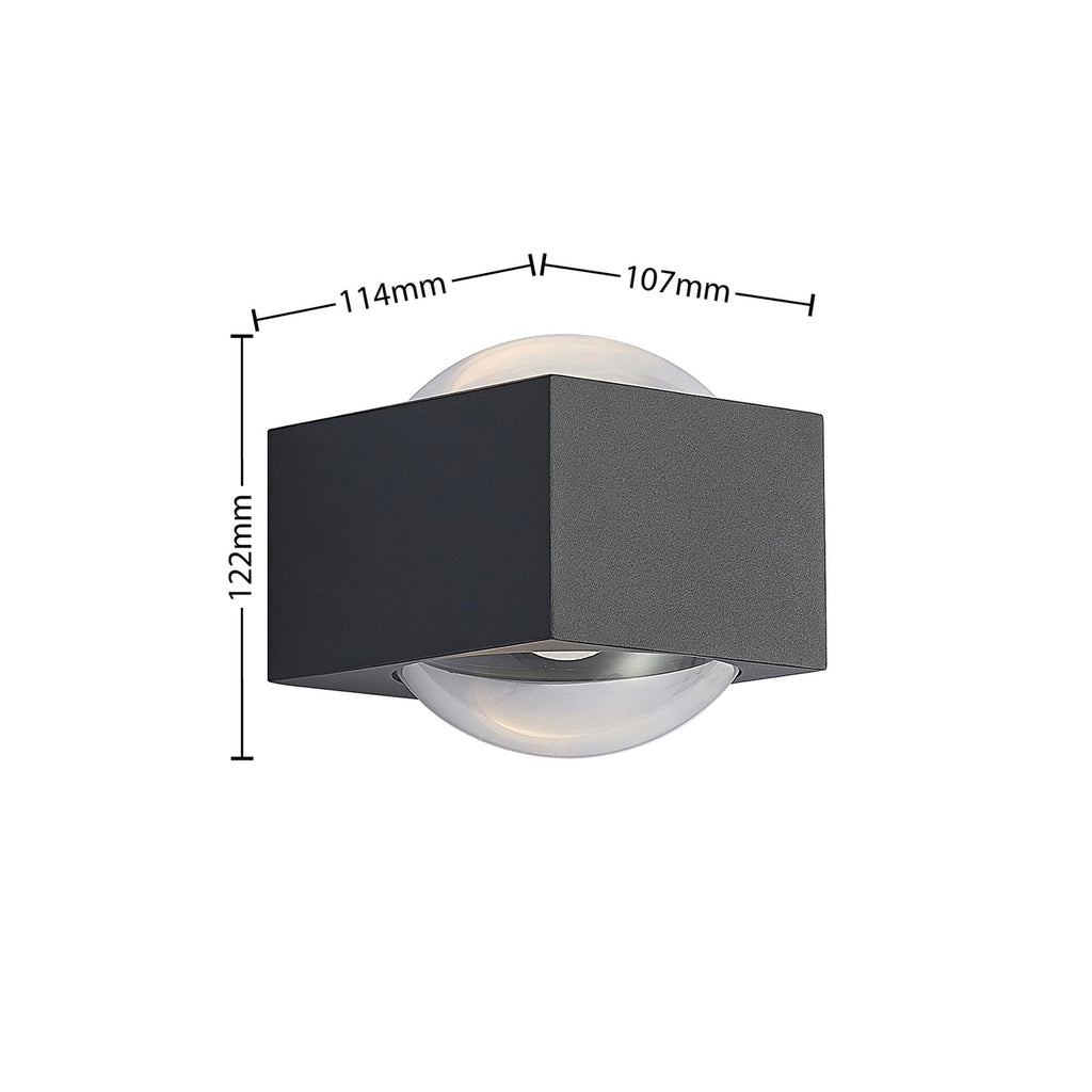Nærbilde av LED utevegglampe Almos opp/ned glass 2-lys IP65