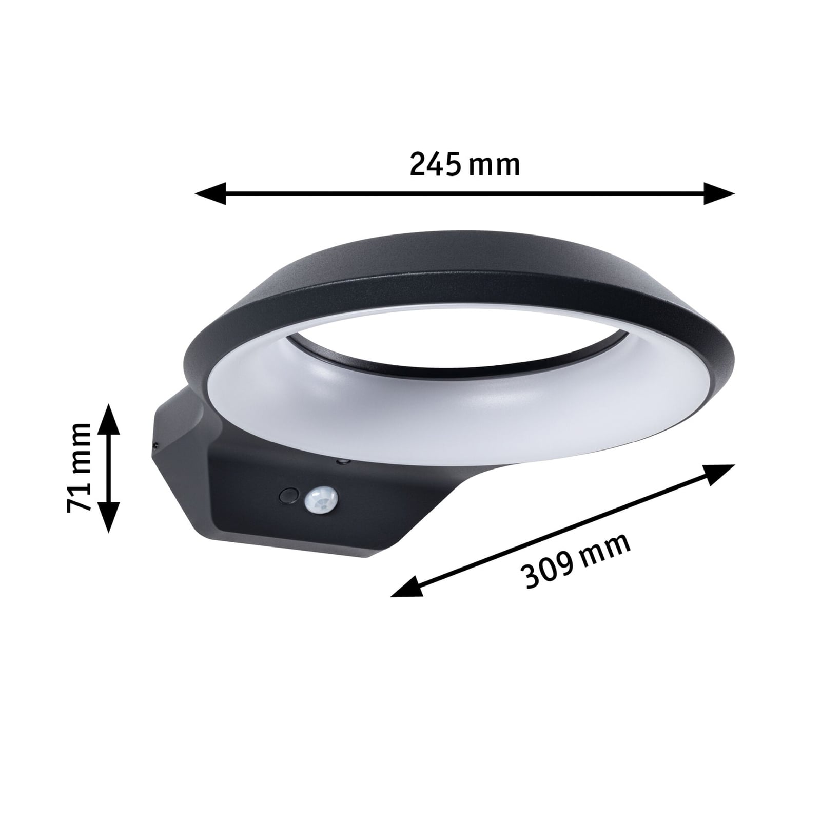 LED utevegglampe Anela med bevegelsessensor antrasitt IP44 detalj