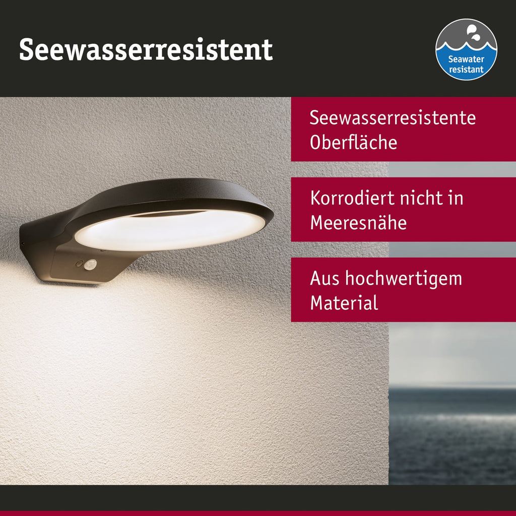LED utevegglampe Anela med bevegelsessensor antrasitt IP44 nærbilde