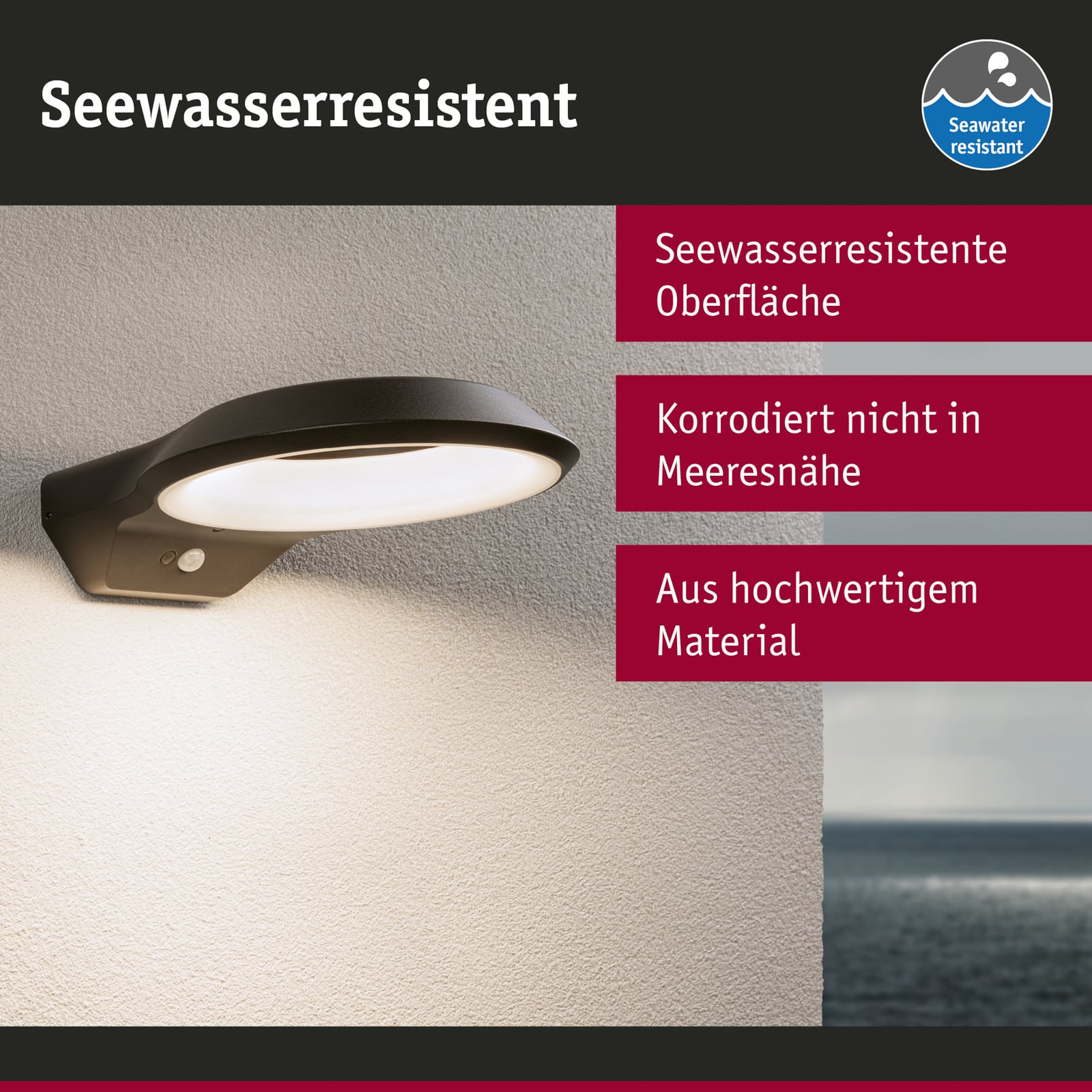 LED utevegglampe Anela med bevegelsessensor antrasitt IP44 nærbilde