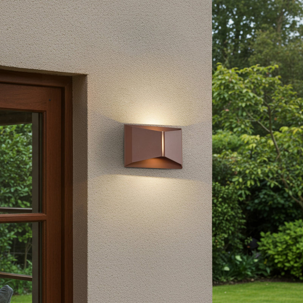 LED utevegglampe Anlira opp og ned brun 9W IP65 bakside
