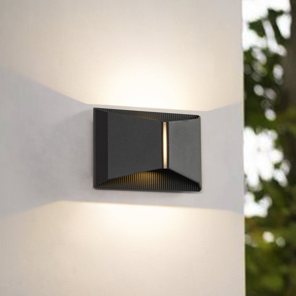 LED utevegglampe Anlira opp og ned svart IP65 forside