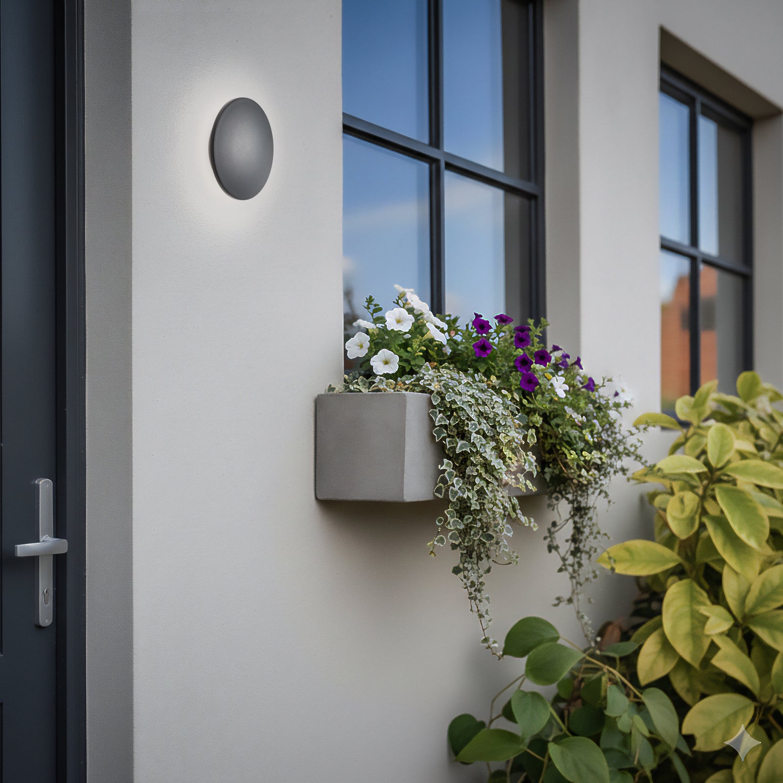 LED utevegglampe Aria M svart aluminium bakside